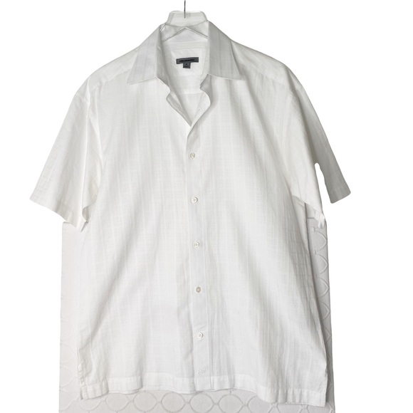 Johnston & Murphy Checked Casual Button Down Short Sleeve White Summer Medium - Picture 1 of 8